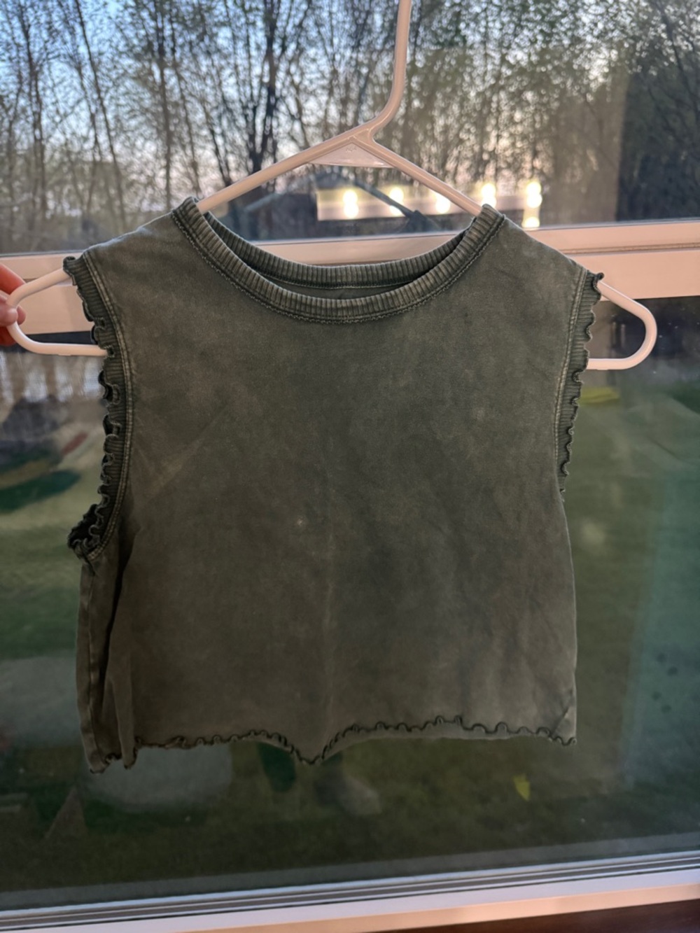 Asics Olive Green Crewneck Tee with White Interior Print